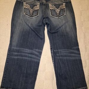 Vigoss Dark Blue Ankle Jeans with Embroidered Pockets